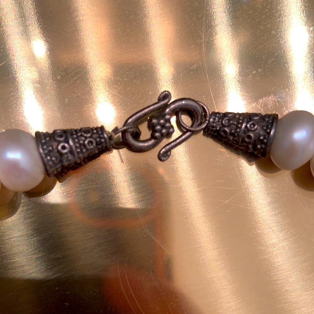 Genuine pearl necklace with jewels - Picture 3 of 4